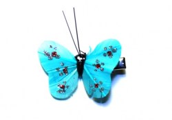 Бабочка на прищепке, голубая, 3 см