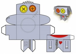 Робот-оригами с глазами пуговицами