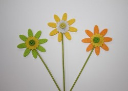 Набор цветков на вставке, фетр, 34 см, 3 шт