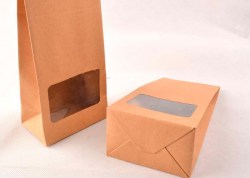 Крафт - пакет с окном малый, 22*8*5 см