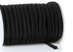 Шнур эластичный текстильный полый, черный,  5 мм, 1 м