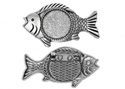 Античное серебро, сеттинг - брошь, рыба