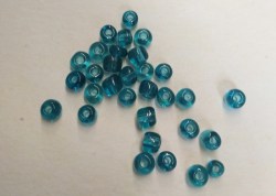 Стеклянная бусина (бисер), 5 г, d 4 мм, прозрачный голубой