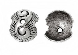Античное серебро, шапочка для бусин, ракушка,  13*11 мм, 4 шт