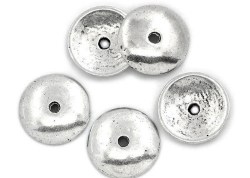 Античное серебро, шапочка для бусин, круглая, гладкая, d 9.5 мм