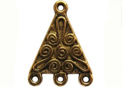 Античное золото, коннектор 1+3, треугольный, 22*17 мм