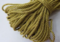 Шнур текстильный металлизированный плетеный, зеленое золото, 1 м