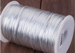 Шнур атласный для браслетов и колье, серый шелк, 2 мм, 1 м